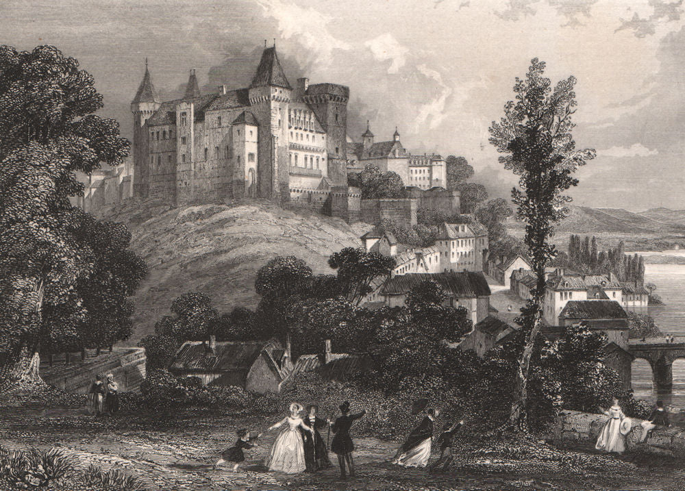 CHÂTEAU DE PAU. Pyrénées-Atlantiques 1844 old vintage print picture